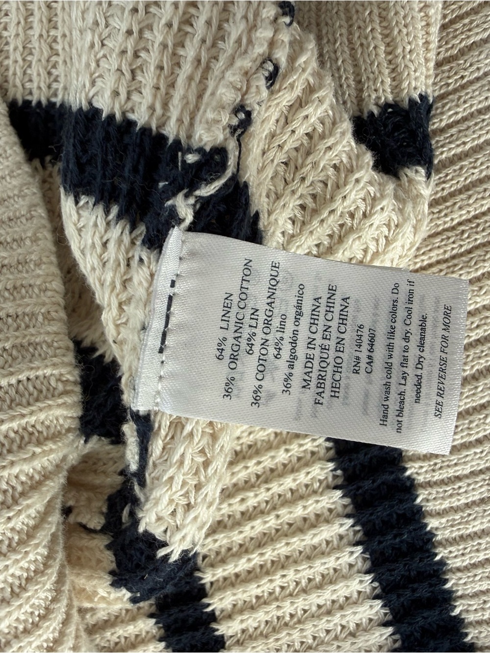 Faherty Striped Sweater Vest Large NWT Organic Cotton Linen Knit Top Miramar - Picture 4 of 4